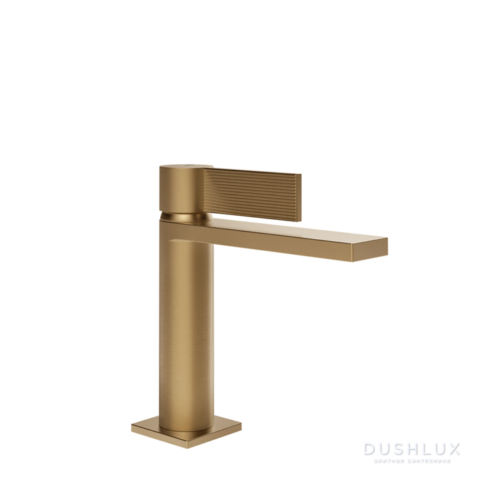 Фото Gessi Inverso Rigato Смеситель для раковины, 1 отв., с донным клапаном "Stop&Go", цвет: Warm Bronze Br PVD