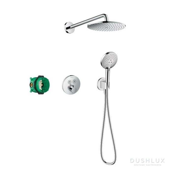 Фото Hansgrohe Raindance S Душевой комплект: верхний душ 23.6см., термостатический смеситель, ручной душ и держатель, цвет: хром