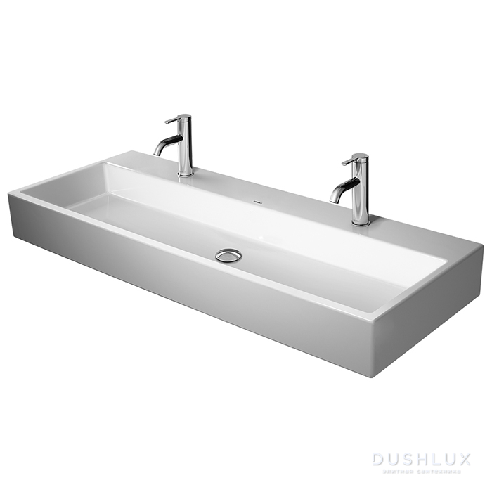 Фото Duravit Vero Air Раковина накладная 120х47см, с 2 отв., без перелива, шлифованная, цвет: белый