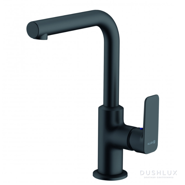 Фото Kludi Pure&Style Смеситель для раковины, высокий, 1 отв., цвет: черный матовый