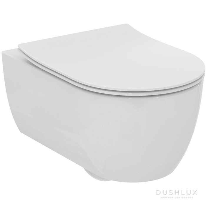 Фото Ideal Standard Blend Curve Унитаз подвесной 54х36см., безободковый с технологией смыва RimLS+®, цвет: Euro White Ideal Plus