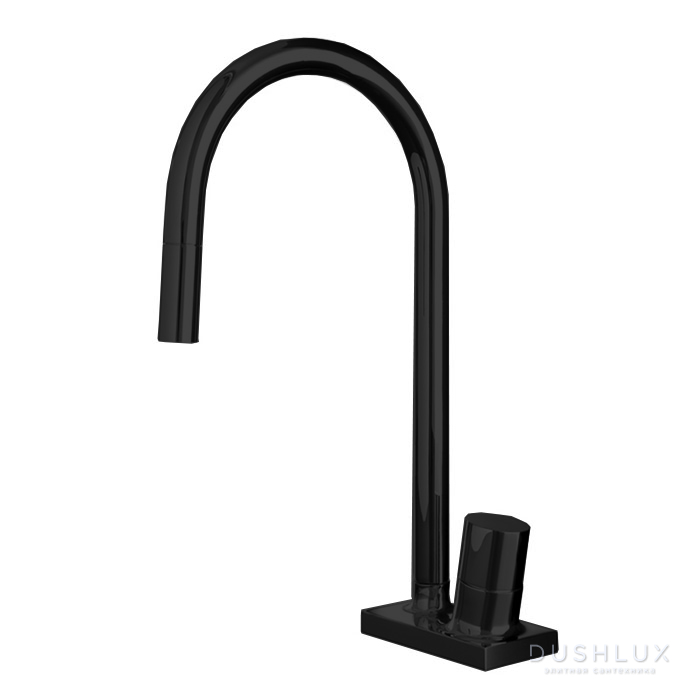 Фото Fima Carlo Frattini Kitchen Смеситель для кухни, на 1 отв., Fluid, цвет: черный матовый