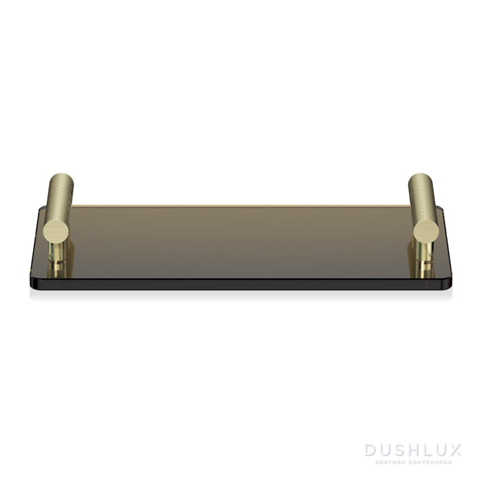 Фото Decor Walther Club Tab Поднос с ручками, стеклянный, цвет: матовое золото/тёмно-коричневое стекло