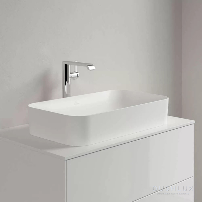 Фото Villeroy&Boch Finion Раковина 60x35см., накладная, без отв., без перелива, CeramicPlus, цвет: белый матовый