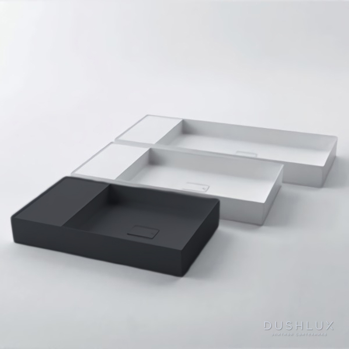 Фото Falper Quattro.Zero Раковина 80x45x12 см, без отв., накладная, цвет: эксклюзивный серый