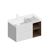 Kerama Marazzi Cubo Тумба 90см., подвесная, с ящиками, левая, цвет: белый матовый/орех