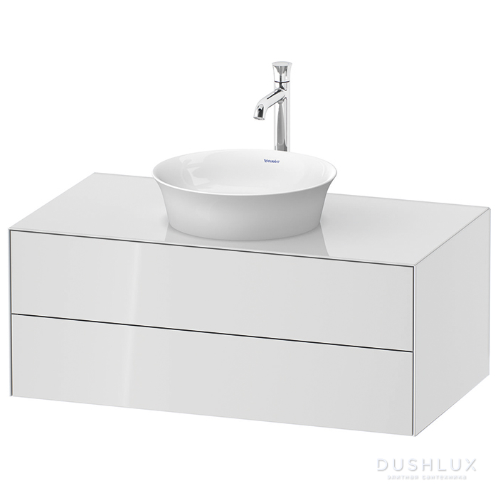 Фото Duravit White Tulip Тумбочка подвесная 100x55x40.8 см, раковина, 2 ящика, цвет: белый высокоглянцевый