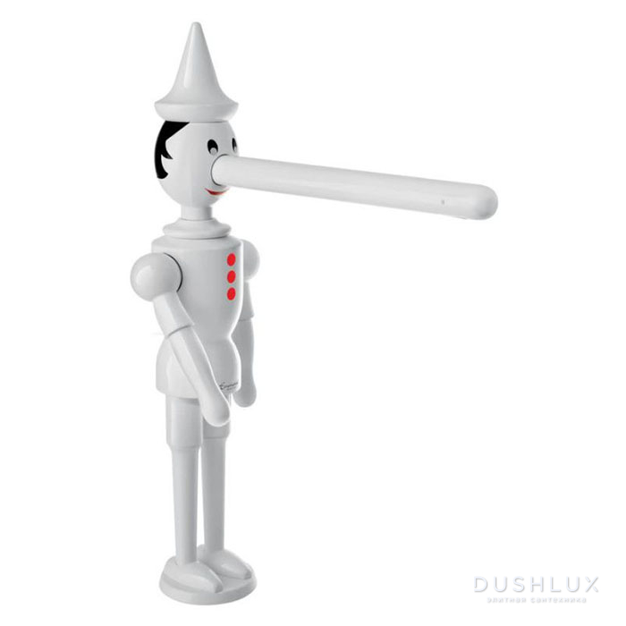 Фото Emmevi Pinocchio Смеситель для кухни, на 1 отверстие, излив 20.6см, без донного клапана, цвет: белый
