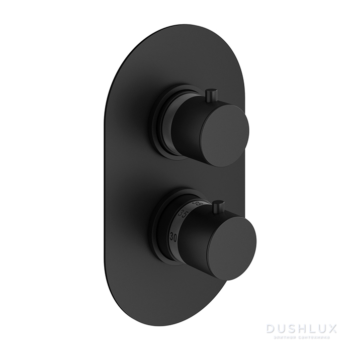 Фото Plumberia Selection IXO Смеситель для душа, встраиваемый, термостатический, на 2 выхода, цвет: черный матовый
