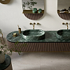 Oasis Naos Композиция №1 Комплект мебели 236x56xh32см, подвесной, мраморный топ verde alp, цвет: золото матовое/орех трубчатый