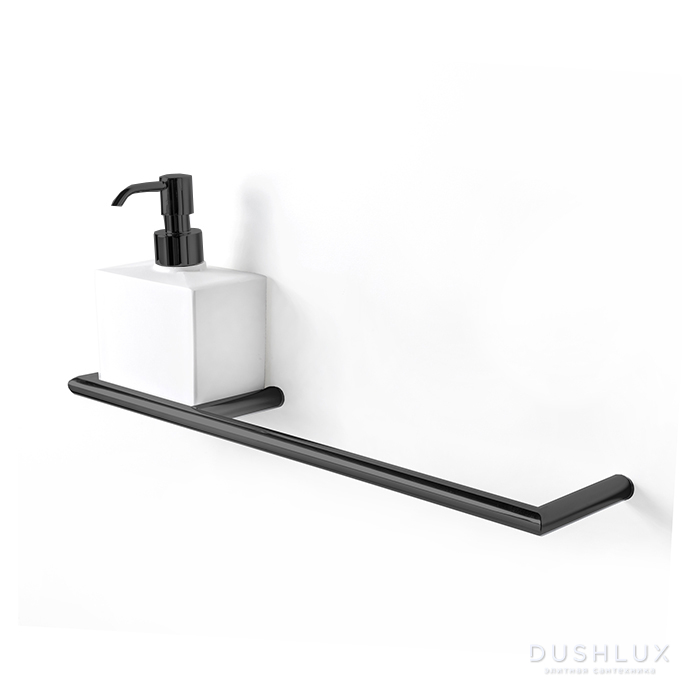 Фото 3SC Guy Полотенцедержатель и дозатор слева, подвесной, композит Solid Surface, цвет: белый матовый/черный матовый