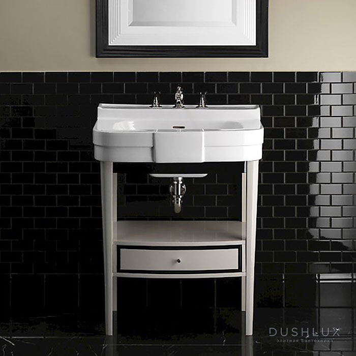 Фото Devon&Devon Bogart Консоль 70x54см., напольная, с раковиной, 3 отв., цвет: pure white