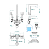 THG ICON-X TITANE Смеситель для раковины, 3 отв., цвет: хром