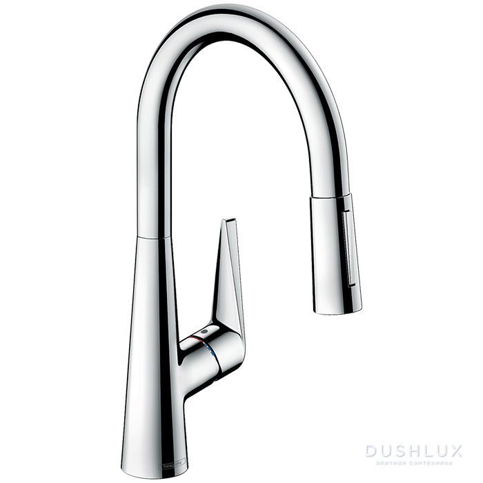 Фото Hansgrohe Talis M51 Смеситель для кухни, на 1 отв однорычажный, поворотный излив 213мм с вытяжным душем, 2jet, h185мм, цвет: хром