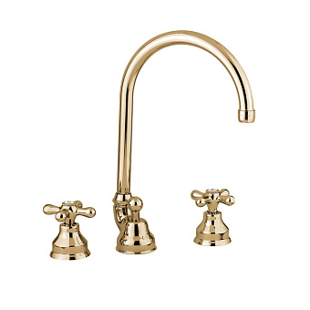 Emmevi Deco Classic Смеситель для раковины (излив 18.7 см), на 3 отверстия, с донным клапаном, цвет: бронза