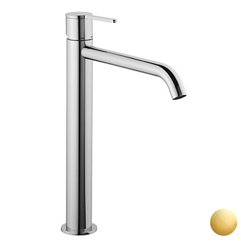 Emmevi Filobrass Смеситель для раковины, на 1 отв., высокий, с донным клапаном click-clack, цвет: брашированное золото