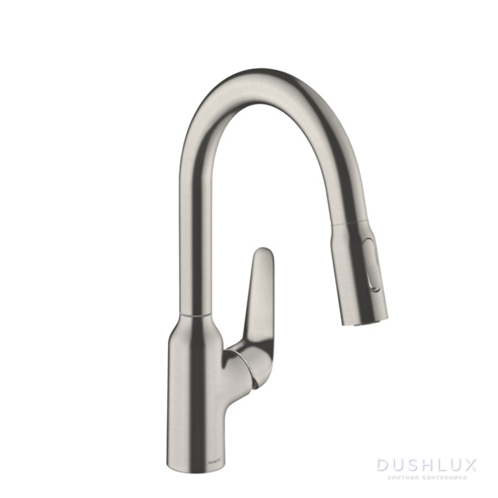 Фото Hansgrohe Focus Кухонный смеситель, на 1 отв., с выдвижным изливом, излив: 18см., цвет: полированная сталь