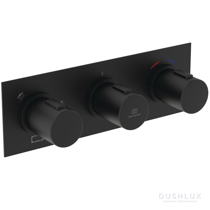 Фото Ideal Standard Ceratherm C100 Смеситель для душа, встраиваемый, термостатический, на 3 выхода, цвет: Черный матовый