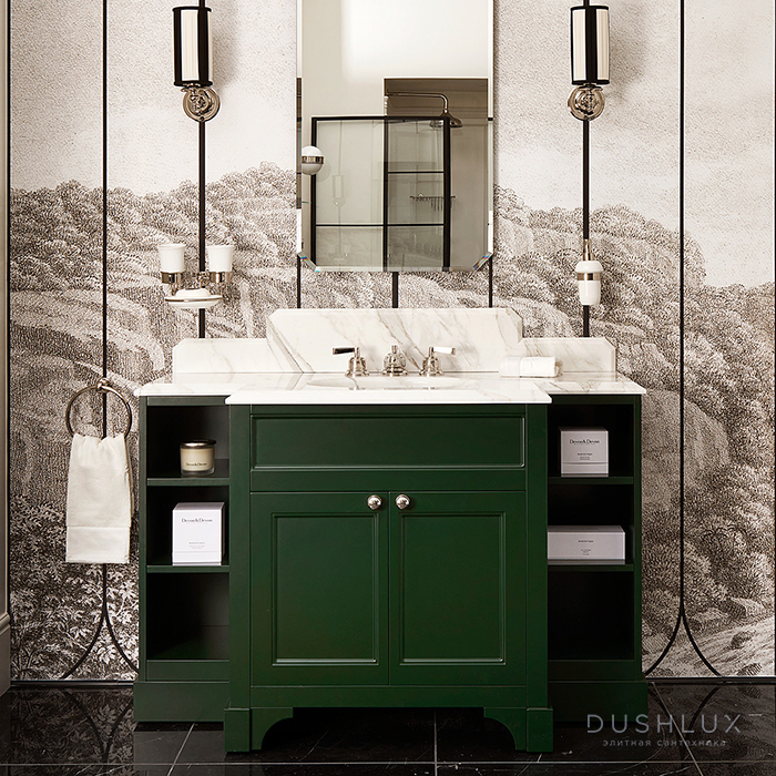 Фото Devon&Devon Flair Тумба под раковину 128x102см., со столешницей из мрамора Calacatta Borghini и раковиной White50, цвет: English Green