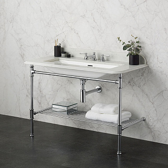 Victoria + Albert Metallo Quartz Металлическая структура 112х51хh94см, с раковиной 3 на отв., цвет: полированный хром/белый