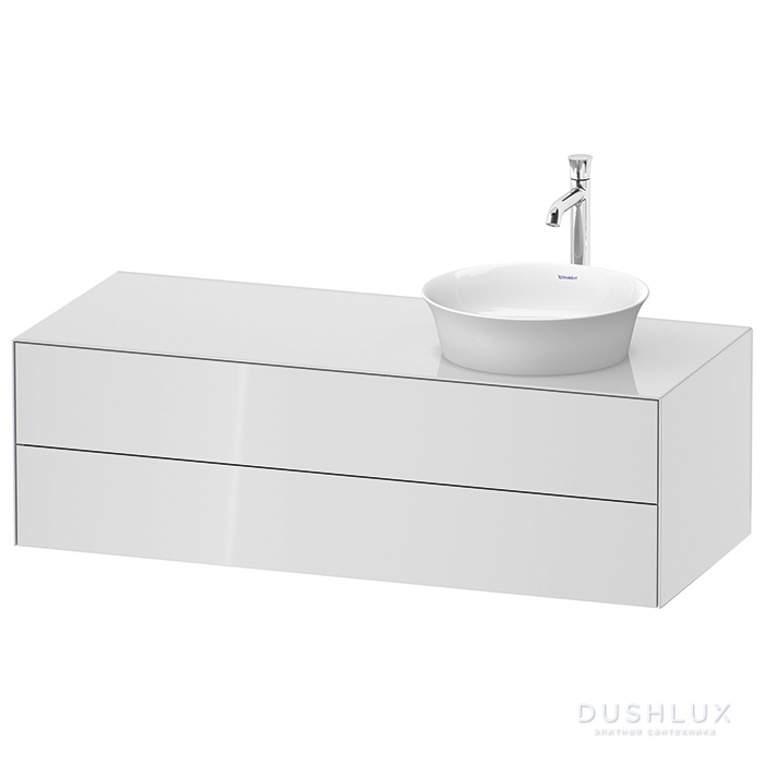 Фото Duravit White Tulip Тумбочка подвесная 130x55x40.8 см, раковина, 2 ящика, цвет: белый высокоглянцевый