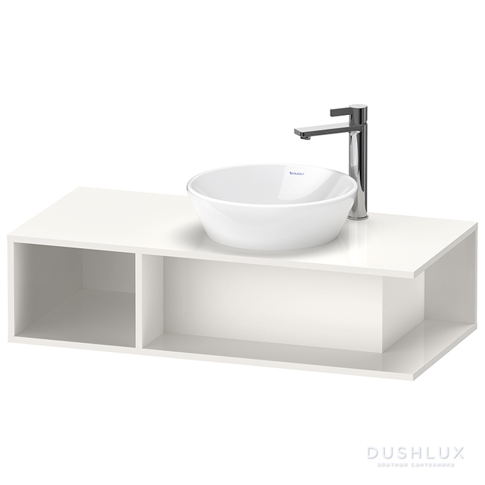 Фото Duravit D-Neo Тумбочка подвесная компакт 100x48x26 см, раковина, 1 открытое отделение на левой стороне, цвет: белый высокоглянцевый