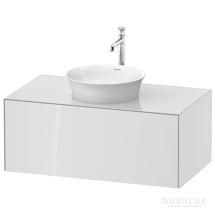 Фото Duravit White Tulip Тумбочка подвесная 100x55x40.8 см, раковина, 1 выдвижной ящик, цвет: белый высокоглянцевый