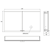 EMCO Evo Зеркальный шкаф 120x70см., с подсветкой, встраиваемый, 2 двери, 2 полки, розетка, цвет: черный
