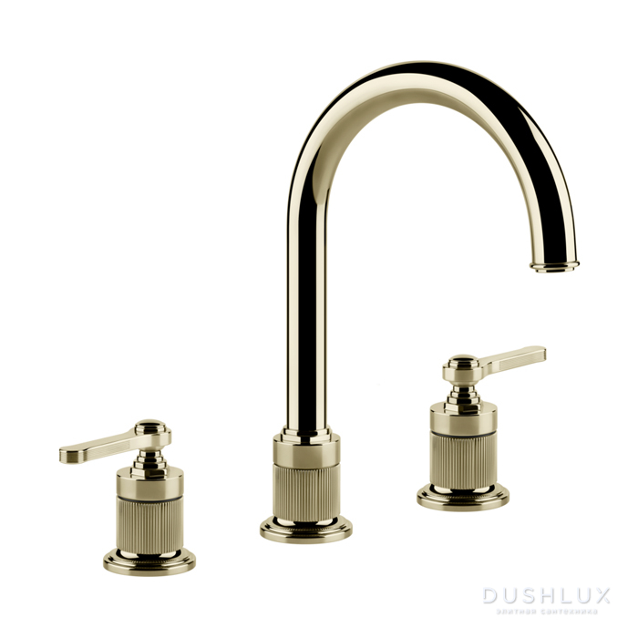 Фото Gessi Venti20 Смеситель для раковины, на 3 отв., излив 17.2см., цвет: Brass PVD