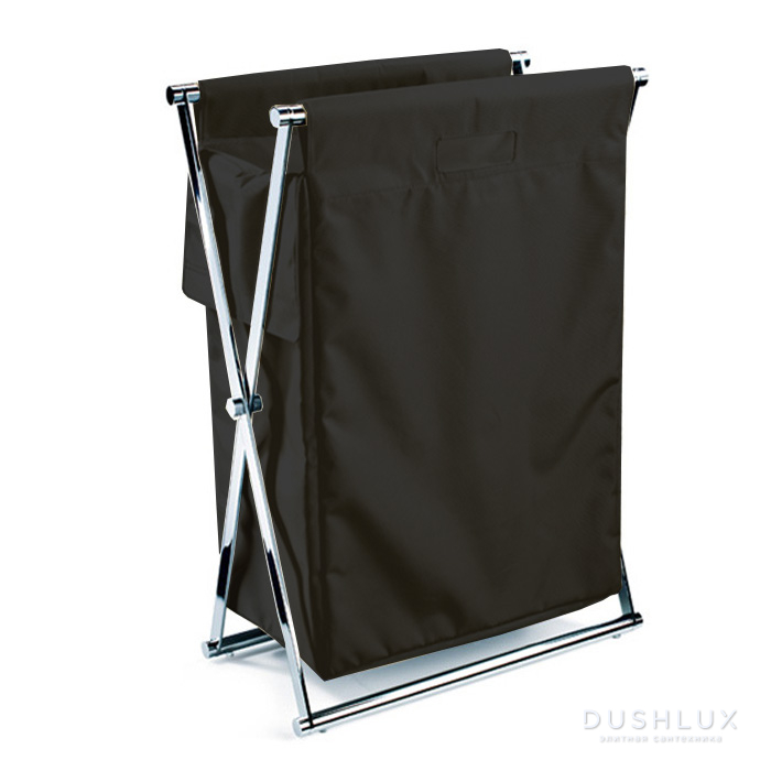 Фото Decor Walther Cross WB Корзина для белья 58.5x32x82см, цвет: хром/черный