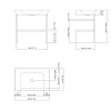 Agape Novecento XL Стальная структура 90x55x13см, с раковиной без отв., цвет: матовый белый/темный серый