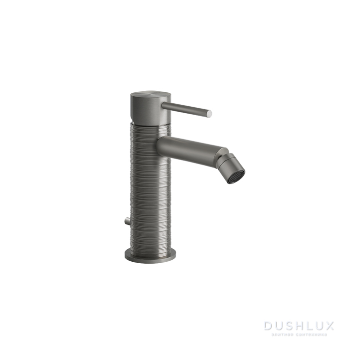 Фото Gessi Trame Смеситель однорычажный для биде с донным клапаном, цвет: шлифованная сталь