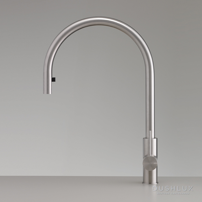 Фото CEA Design MILO360 Смеситель для кухни, 1 отв., с вытяжным ручным душем и поворотным изливом, цвет: нержавеющая сталь