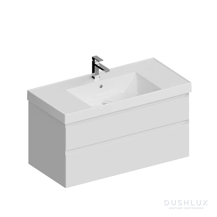Фото Kerama Marazzi Cubo Тумба 97.8х47х47.5см., подвесная, с ящиками, цвет: белый матовый