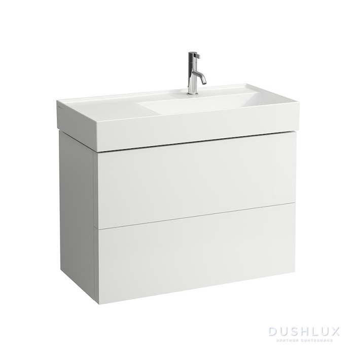 Фото Laufen Kartell Тумба с раковиной 88x45x60cм, 2 ящика, с полочкой слева, цвет: белый матовый
