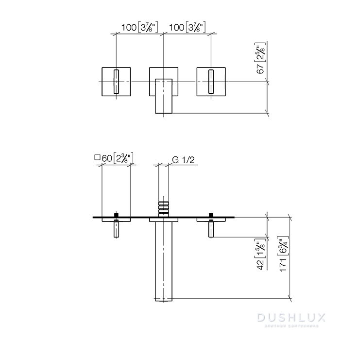 Dornbracht MEM Смеситель для раковины, излив: 17.1см, встраиваемый ...