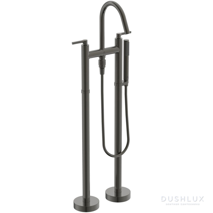 Фото Ideal Standard Joy Neo Смеситель для ванны, напольный, с душевым набором, шлангом IDEALFLEX® 125см., цвет: PVD Magnetic Grey