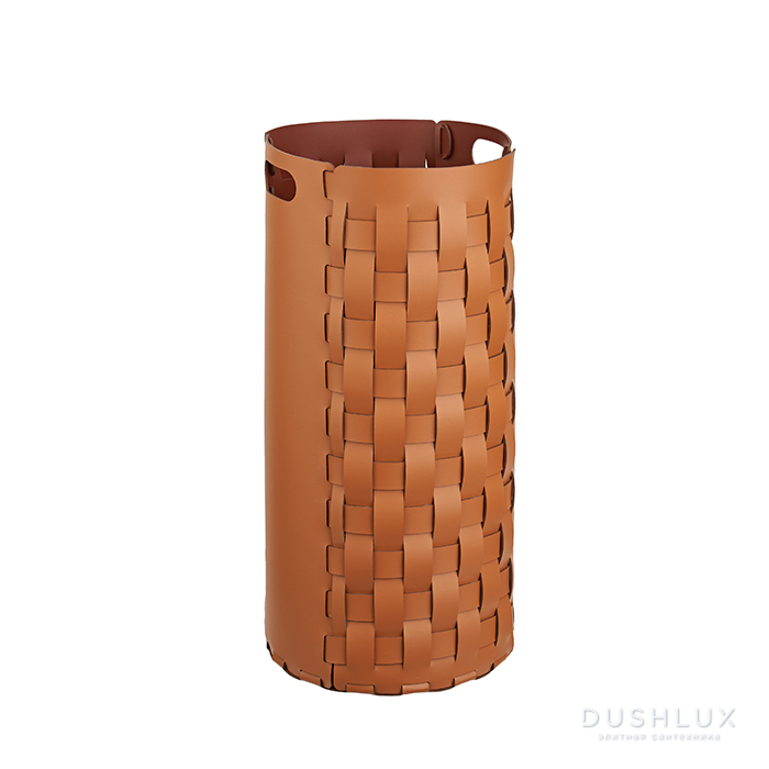 ADJ Bottega Круглая корзина для белья, D33x68 см., цвет: коньяк/бордо