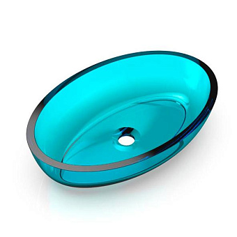 Knief Oval Shape Раковина 55x37x13см., накладная, без отв., из полимерного материала, цвет: Aquamarin Blue # 100