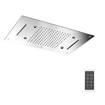 Carlo Frattini Wellness Верхний душ Harmonia 700x400 мм., встраиваемый, 2 режима: дождь, 2 каскада; Bluetooth, хромотерапия LED, цвет: хром