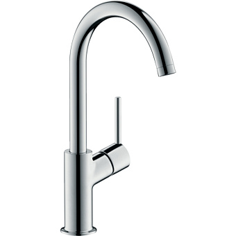 Hansgrohe Talis Смеситель для раковины с донным клапаном Push-Open, на 1 отв., поворотный излив 154мм, h210мм, цвет: хром