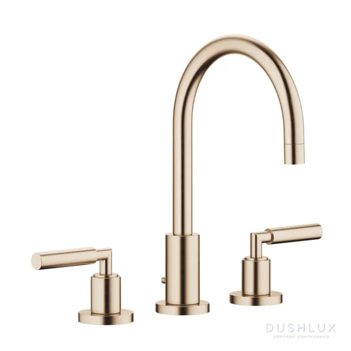 Фото Dornbracht Tara Смеситель для раковины, на 3 отв., с донным клапаном, цвет: Шампанское сатинированное