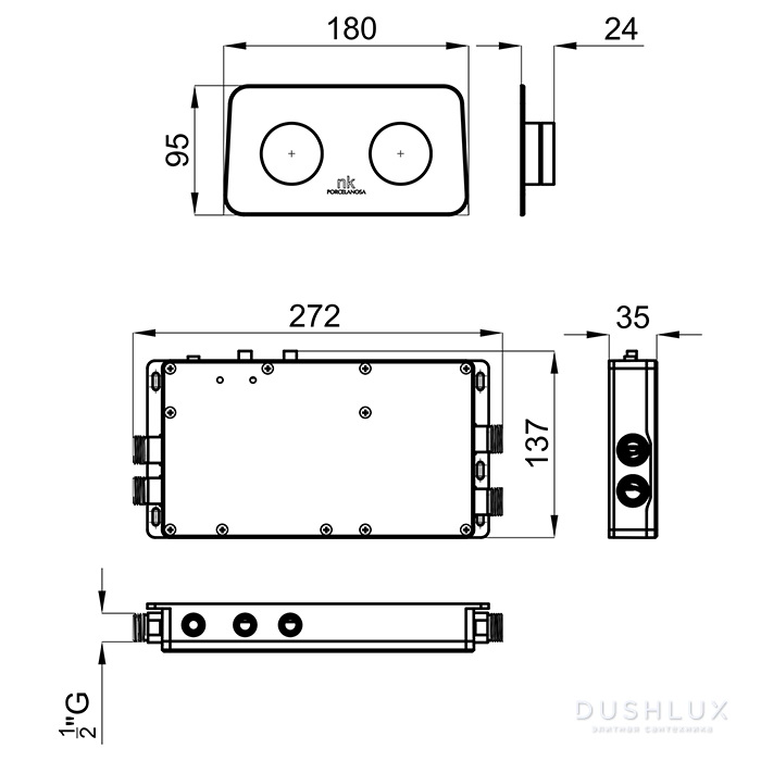 Noken Pure Line Термостат для душа, цифровой, на 2 отв., с обратным ...?