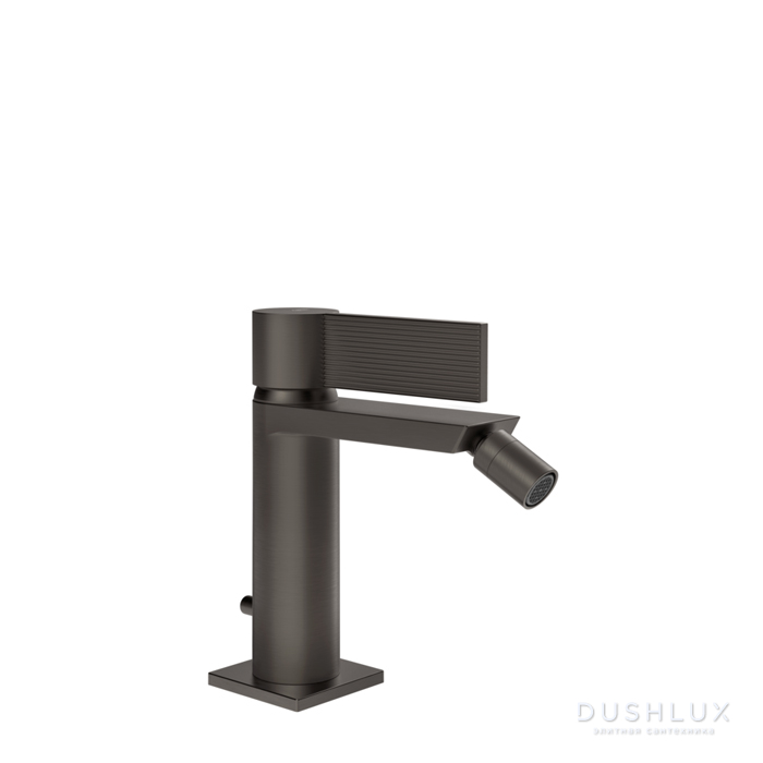 Фото Gessi Inverso Rigato Смеситель для биде, 1 отв., с донным клапаном, цвет: Black Metal Brushed PVD