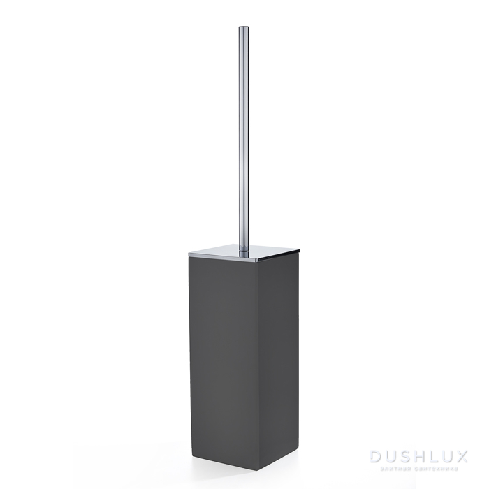 Фото 3SC Mood Black Туалетный ёршик, напольный, композит Solid Surface, цвет: чёрный матовый/хром
