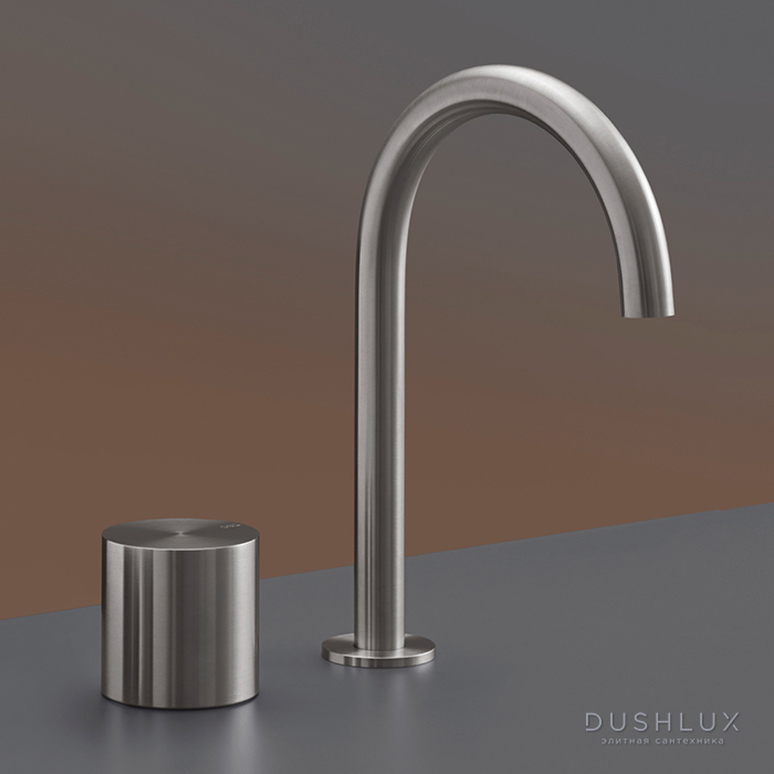 Фото CEA Design OPUS Смеситель для раковины, 2 отверстия, прогрессивный, с поворотным изливом, цвет: нержавеющая сталь