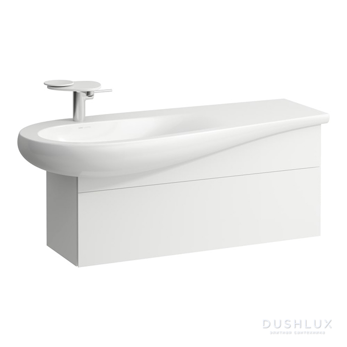Фото Laufen Alessi One Тумба 99x32см., подвесная, с раковиной, слив слева, цвет: белый матовый