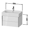 Duravit XViu Тумба подвесная 68.4x45.4x39.7см с раковиной, с 2 выдв ящик, цвет: walnut dark/черный матовый