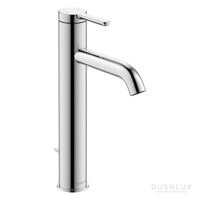 Фото Duravit C.1 Смеситель для раковины, высокий, 1 отв., излив 136 мм, с донным клапаном, цвет: хром