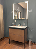 Duravit XViu Комплект: подвесная мебель 80x48см с раковиной, зеркало с подсветкой, цвет: American Walnut / черный матовый